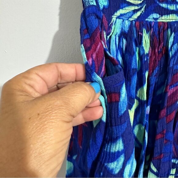 Aeropostale Mini Skirt Cotton Blue Tropical Hawaiian size M - Picture 6 of 7